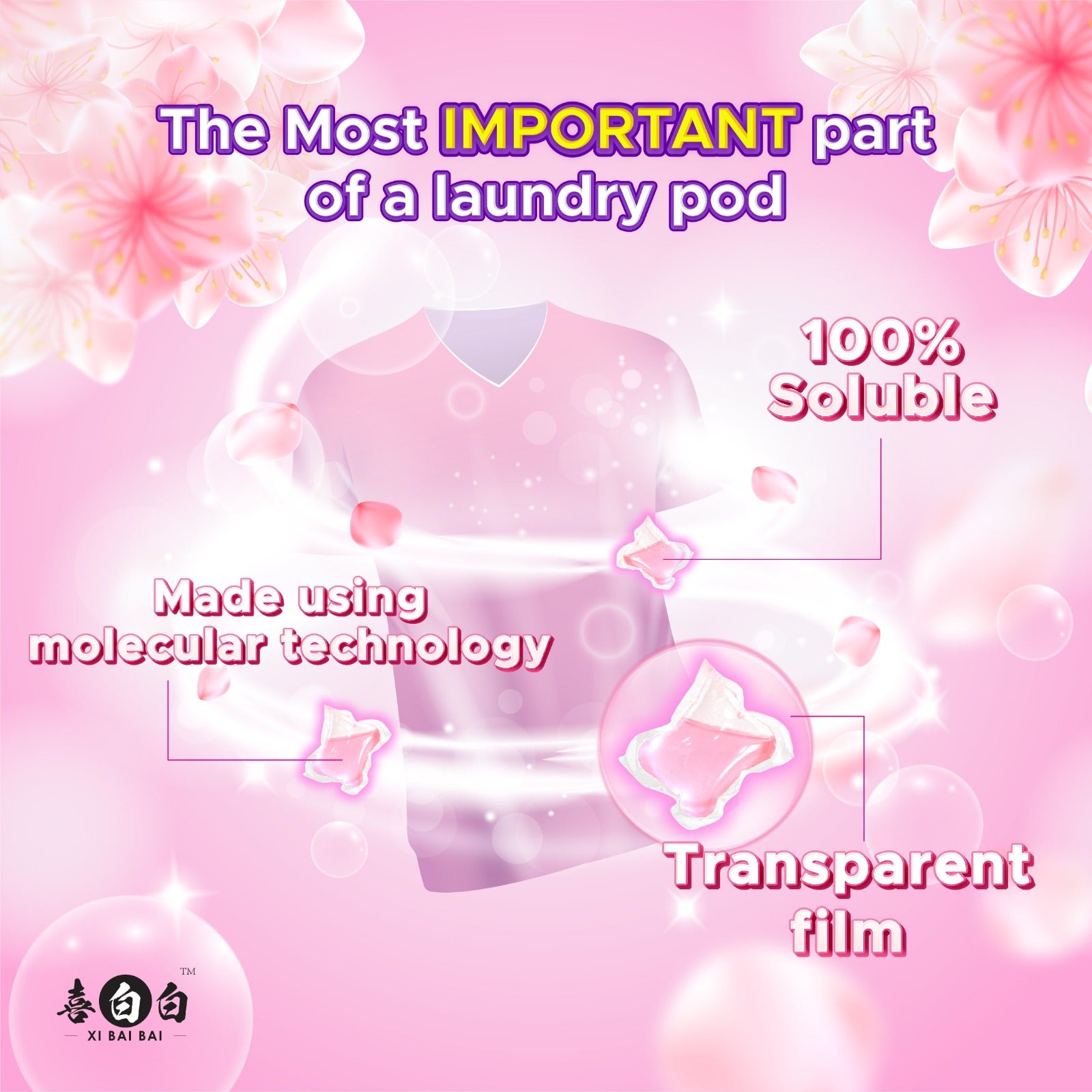 Xibaibai Super Laundry Capsule『SAKURA SCENT』 (50 Pcs x 8g/400g)