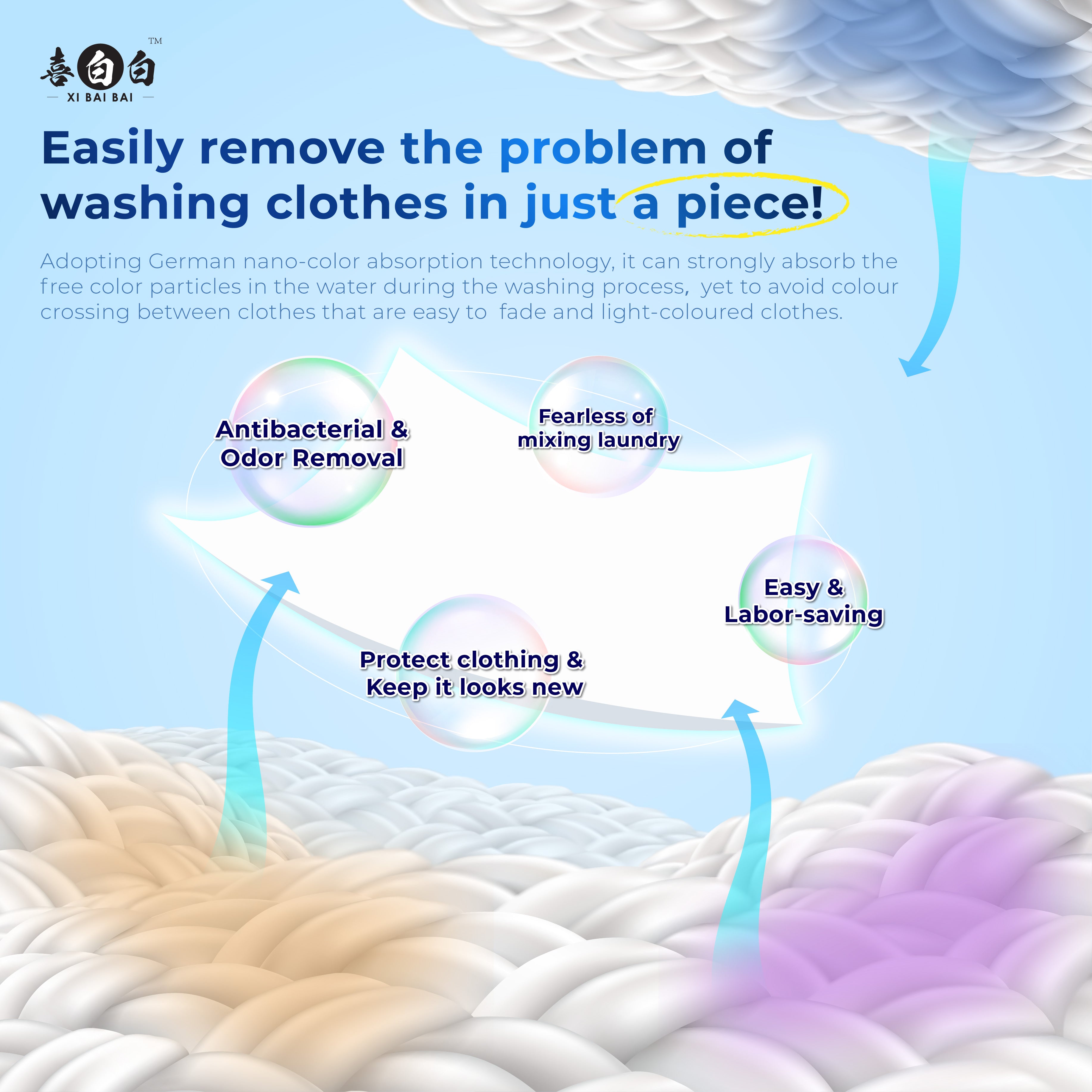 Xibaibai Laundry Anti-String Dyeing Sheet (30Pcs)